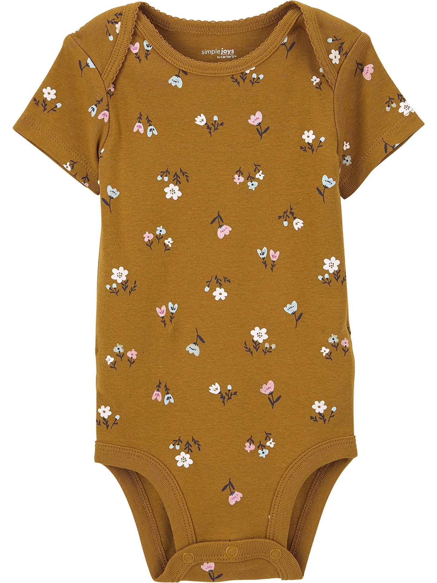 Simple Joys By Carter'S Baby Girls' Short-Sleeve Bodysuit, Pack Of 6, Multicolor/Floral/Forest Animals/Owl/Sheep, 18 Months