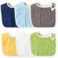Zainpe 6Pcs Snap Muslin Cotton Baby Bibs For Boys Girls Blue Green Feeding Bib Adjustable Neutral Gray Burp Cloths With 6 Absorb