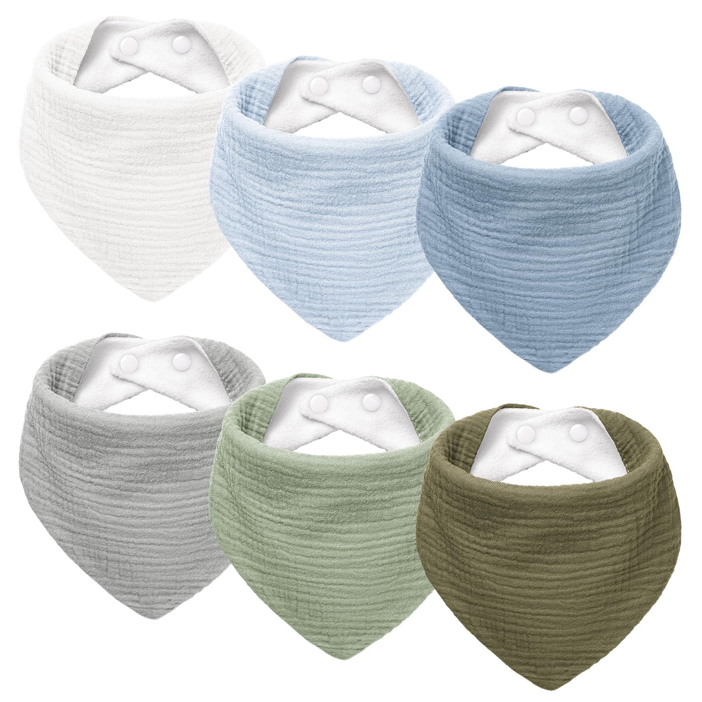 Susurration Muslin Baby Drool Bibs 6Pack Soft Triangular Adjustable Baby Bandana Bibs For Unisex Girls & Boys (Dark&Light)