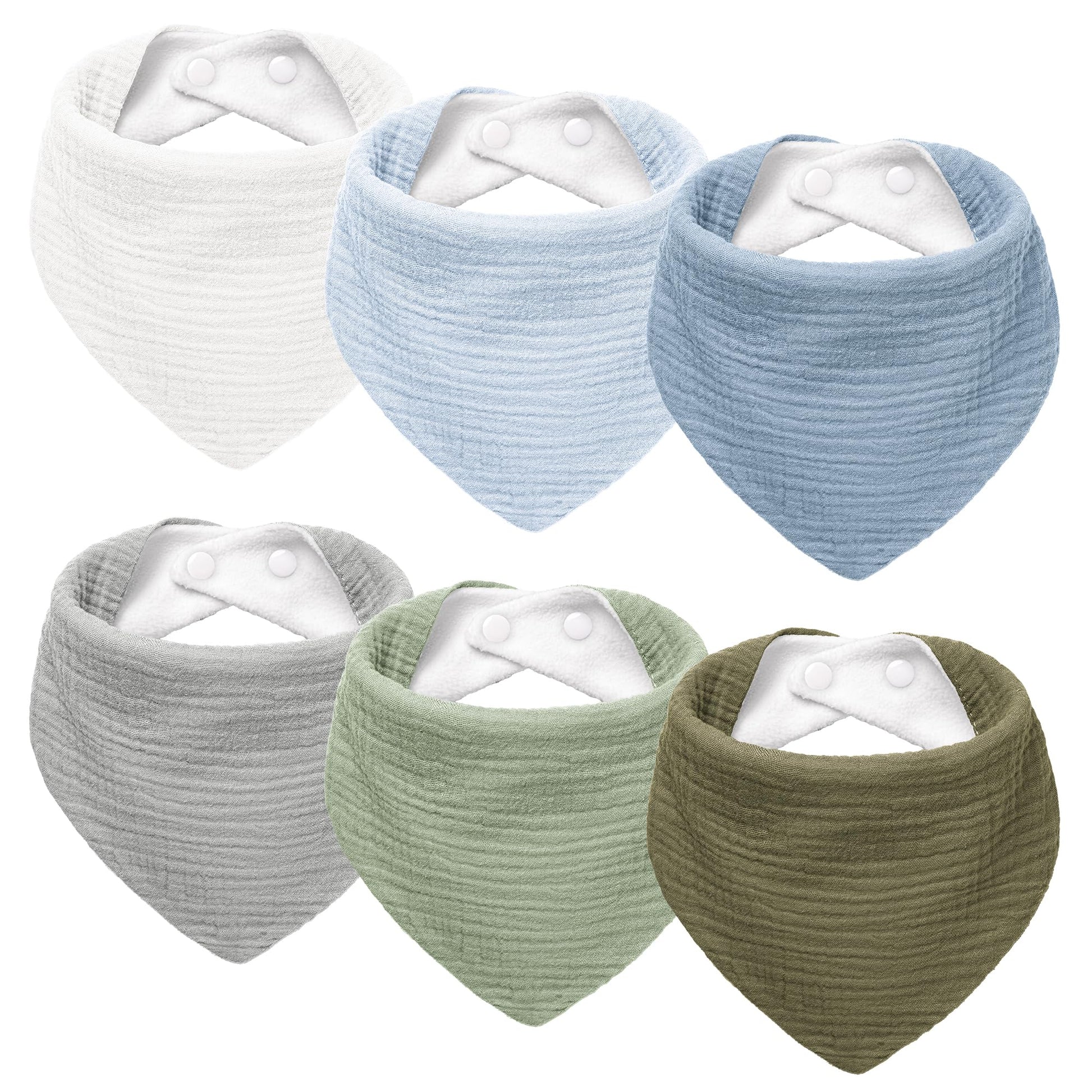 Susurration Muslin Baby Drool Bibs 6Pack Soft Triangular Adjustable Baby Bandana Bibs For Unisex Girls & Boys (Dark&Light)