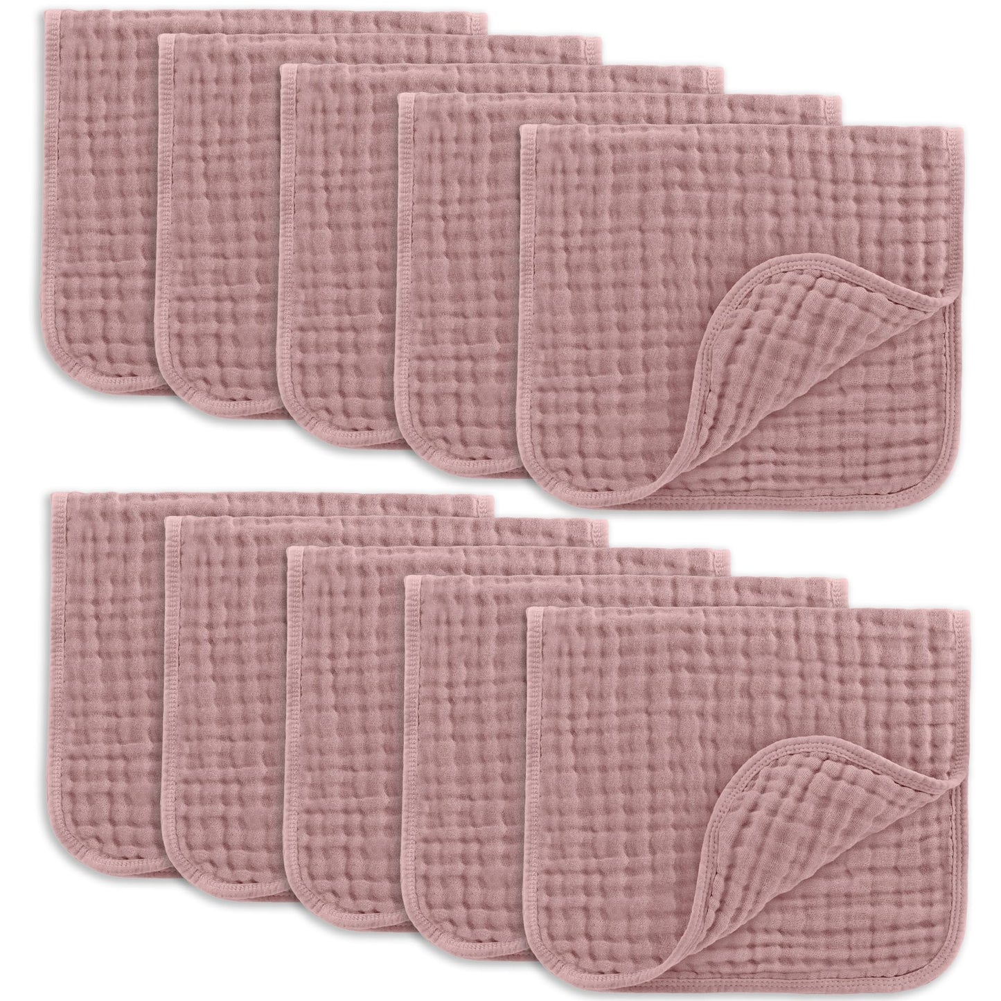 Comfy Cubs Muslin Burp Cloths 20 x 10, Pack of 10 - Large, 6-Layer, Ultra Absorbent 100% Cotton for Baby Drool and Messes - Soft
