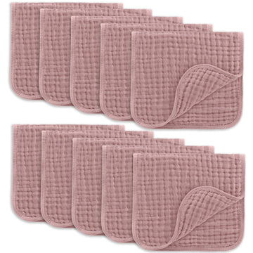 Comfy Cubs Muslin Burp Cloths 20 x 10, Pack of 10 - Large, 6-Layer, Ultra Absorbent 100% Cotton for Baby Drool and Messes - Soft