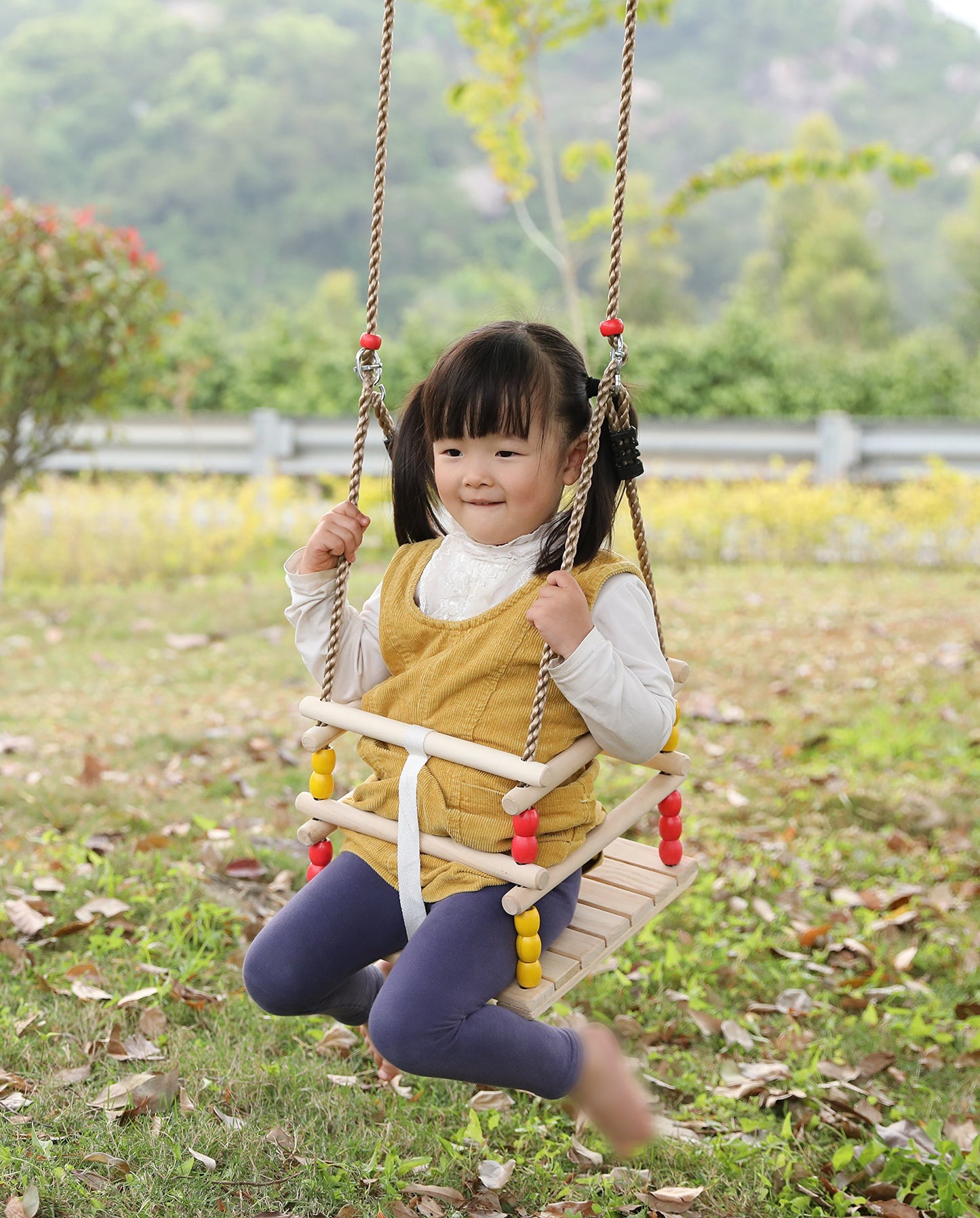 Playberg Wooden Baby Swing With Hanging Ropes, For Babies And Toddlers