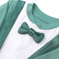 Lilax Baby Boy Gentleman Tuxedo Footie Christmas Holiday Outfit With Bow Tie (6 Months, Seafoam)