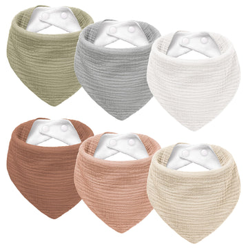 Susurration Muslin Baby Drool Bibs 6Pack Soft Triangular Adjustable Baby Bandana Bibs For Unisex Girls & Boys (Colorful)