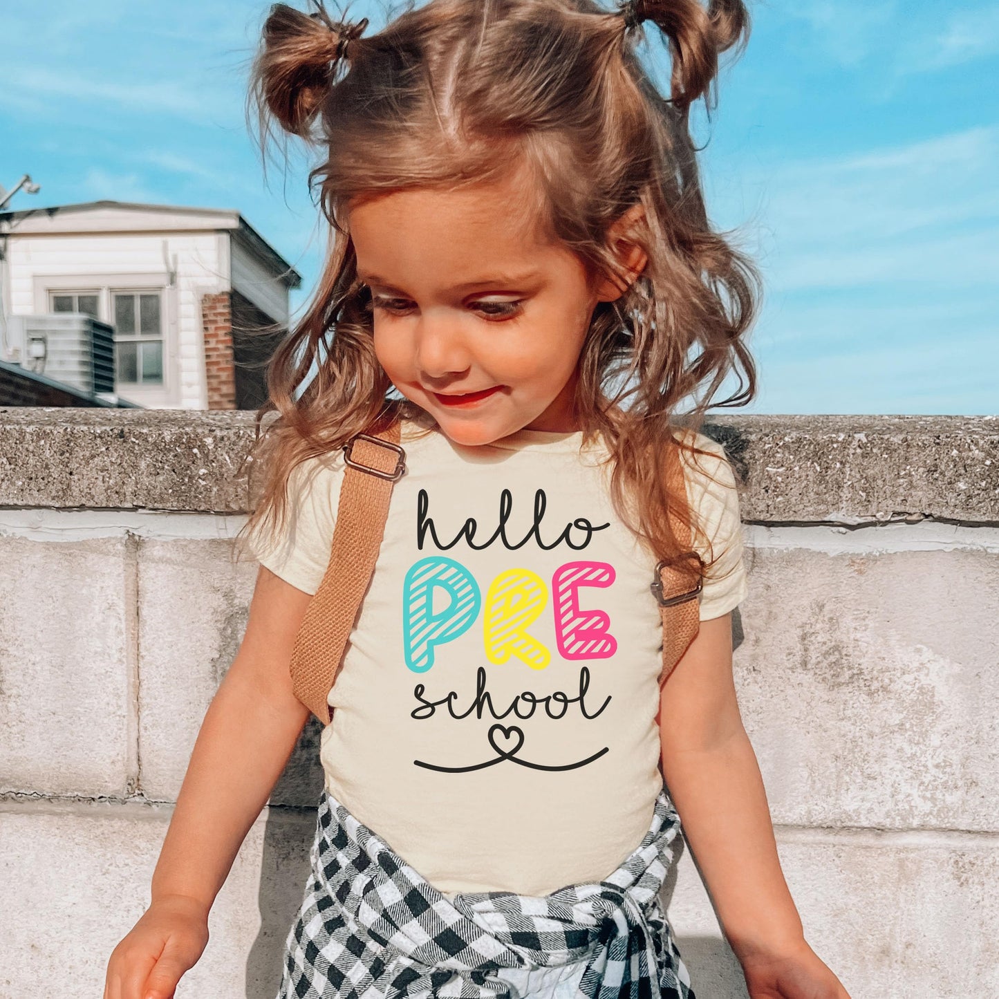Olive Loves Apple Hello Preschool First Day Of School Gift Back To School Pink Shirt 4T