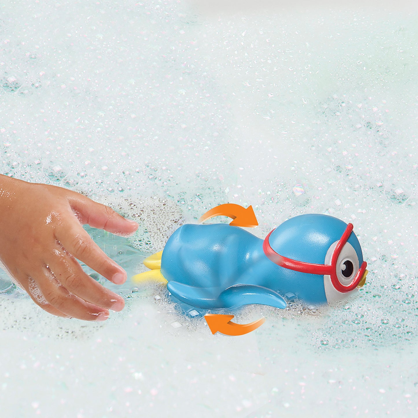 Munchkin Wind Up Swimming Penguin Baby and Toddler Bath Toy, Blue