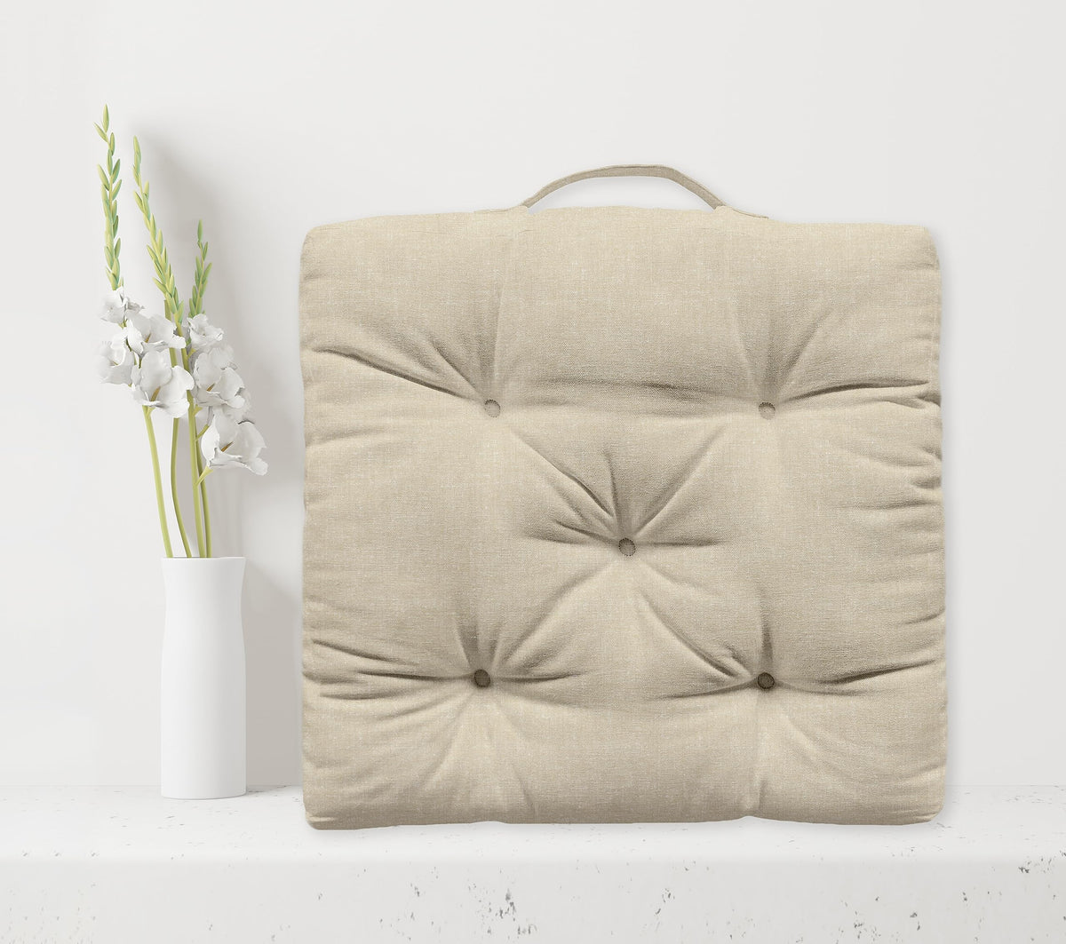 Oasis Home Collection Cotton Shell | Mixfiber Filled | 40 x 40 cm | Multipurpose Floor Cushion  Pack of 1 (Beige)