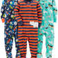 Simple Joys By Carter'S Baby Boys' 3-Pack Snug Fit Footed Cotton Pajamas, Navy Space/Rust Stripe/Turquoise Green Dogs, 2T
