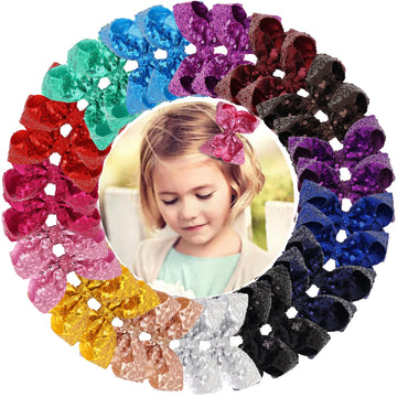 Ded 30Pcs Sparkly Hair Bows Clips 4 Inch Glitter Sequin Bow Alligator Clips Baby Hair Accessories For Baby Girls Children Kids(1