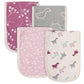 Grow by Gerber Baby Girls 4Pack Terry Burp Cloths, Pink/Grey/Ivory, One Size