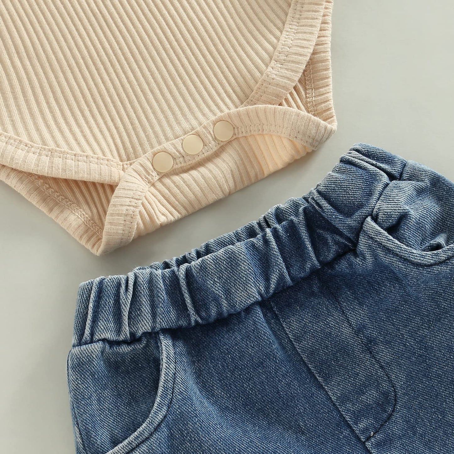 Fhutpw Newborn Baby Girl Clothes Infant Rib Frill Long Sleeve Romper Flared Pants Headband Set 3Pcs Fall Winter Outfits (B- Apri