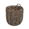 happimess BSK1003B Laurel 19.49 Bohemian Handwoven Abaca Hamper Basket with Handles, Brown for Storage and Decoration in Bathroo
