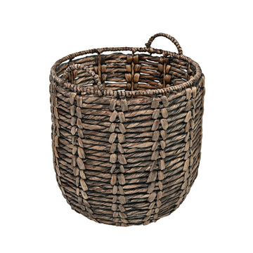 happimess BSK1003B Laurel 19.49 Bohemian Handwoven Abaca Hamper Basket with Handles, Brown for Storage and Decoration in Bathroo