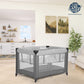 Dream On Me Zazzy Portable Playard with Bassinet in Grey, Packable and Easy Setup Baby Playard, Lightweight and Portable Playard