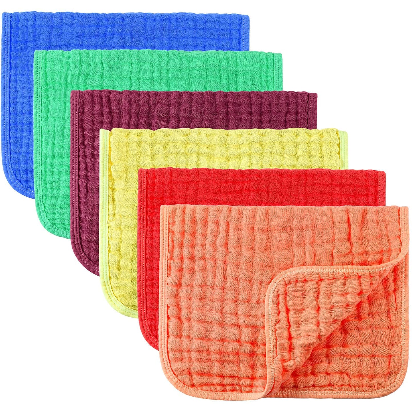 Irenare 6 Pcs Muslin Burp Cloths Pure Cotton Baby Burping Rags 20 X 10 Inch 6 Layers Spit Up Rags Large Soft Absorbent Multicolo