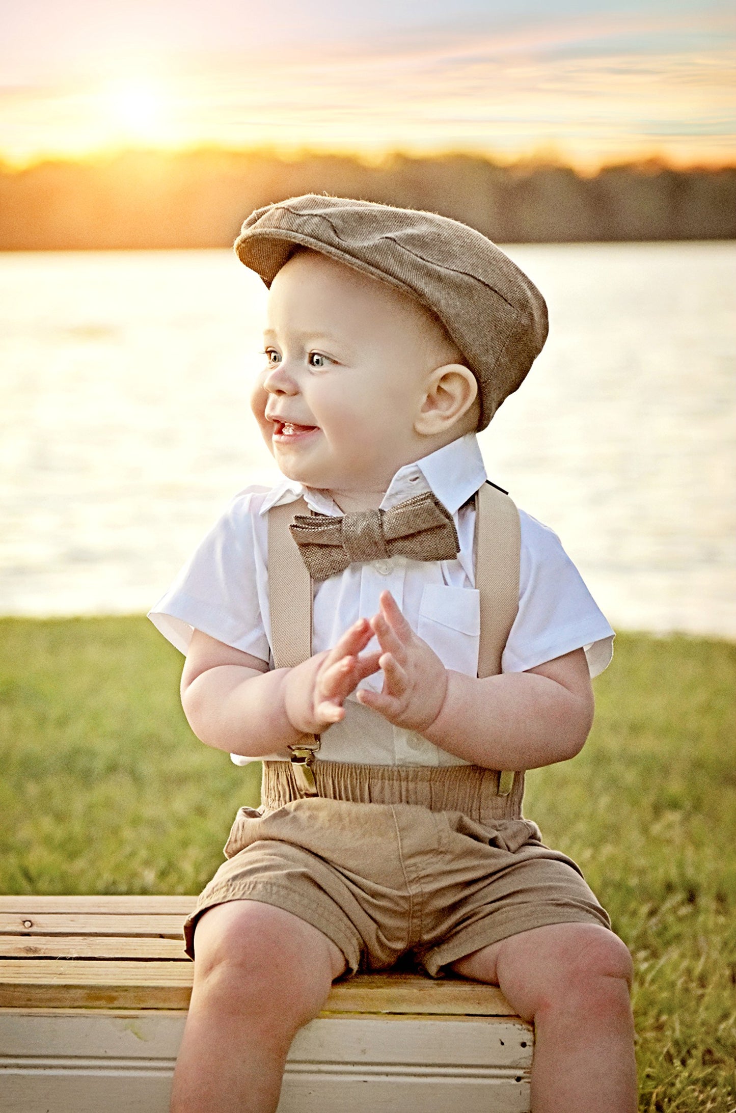 Born To Love Baby Boys Hat Tweed Page Driver Cap, Beige, 6-12 Months