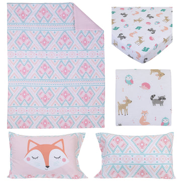 Carters - Woodland Girl - 4Pc Toddler Bed Set