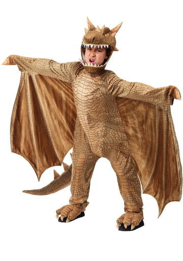 Boy Dragon Halloween Costume Fantasy Kids Jumpsuit with Wings Spikes Tail Polyester Large