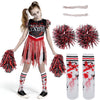 Spooktacular Creations Zombie Halloween Cheerleader Costume, Girls Scary Cheerless Costume, Kids Dead Cheerleading Outfit For Ha