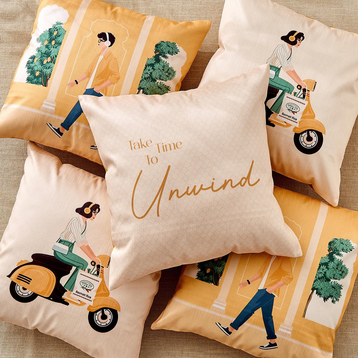 Home Centre Vera Set of 5 Printed Cushion Covers  40x40cm