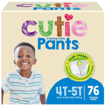Cutie Boys 4T/5T Refastenable Potty Training Pants, Hypoallergenic With Skin Smart, 76 Count White