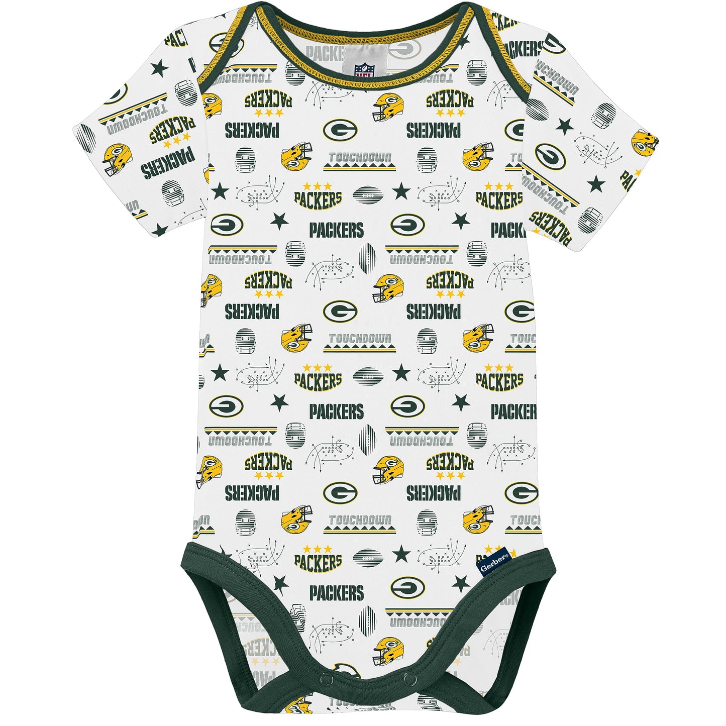 Gerber Unisex Baby Baby Boys Nfl 3 Pack Short Sleeve Onesie Bodysuit, Team Color, 0-3 Months
