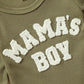 Grnshts Newborn Baby Boy Romper Waffle Coming Home Outfits Mama'S Boy Letter Jumpsuit+Hat+Gloves 3Pcs Clothes Set (Light Army Gr