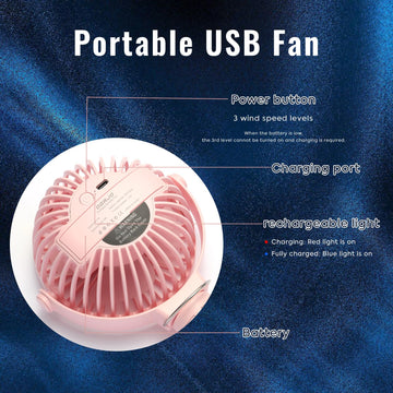 Portable Stroller Fan,With Flexible Tripod And 3 Speeds Clip On Car Seat Fan Mini Small Personal Handheld Battery Powered Usb Fa