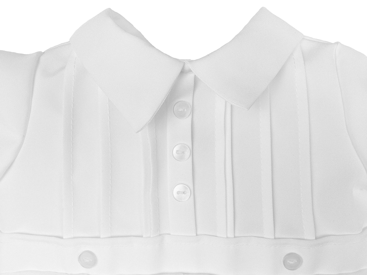 Little Things Mean A Lot Baby Boys White Short Sleeve Collared Romper Coverall With Pin-Tucking 12M