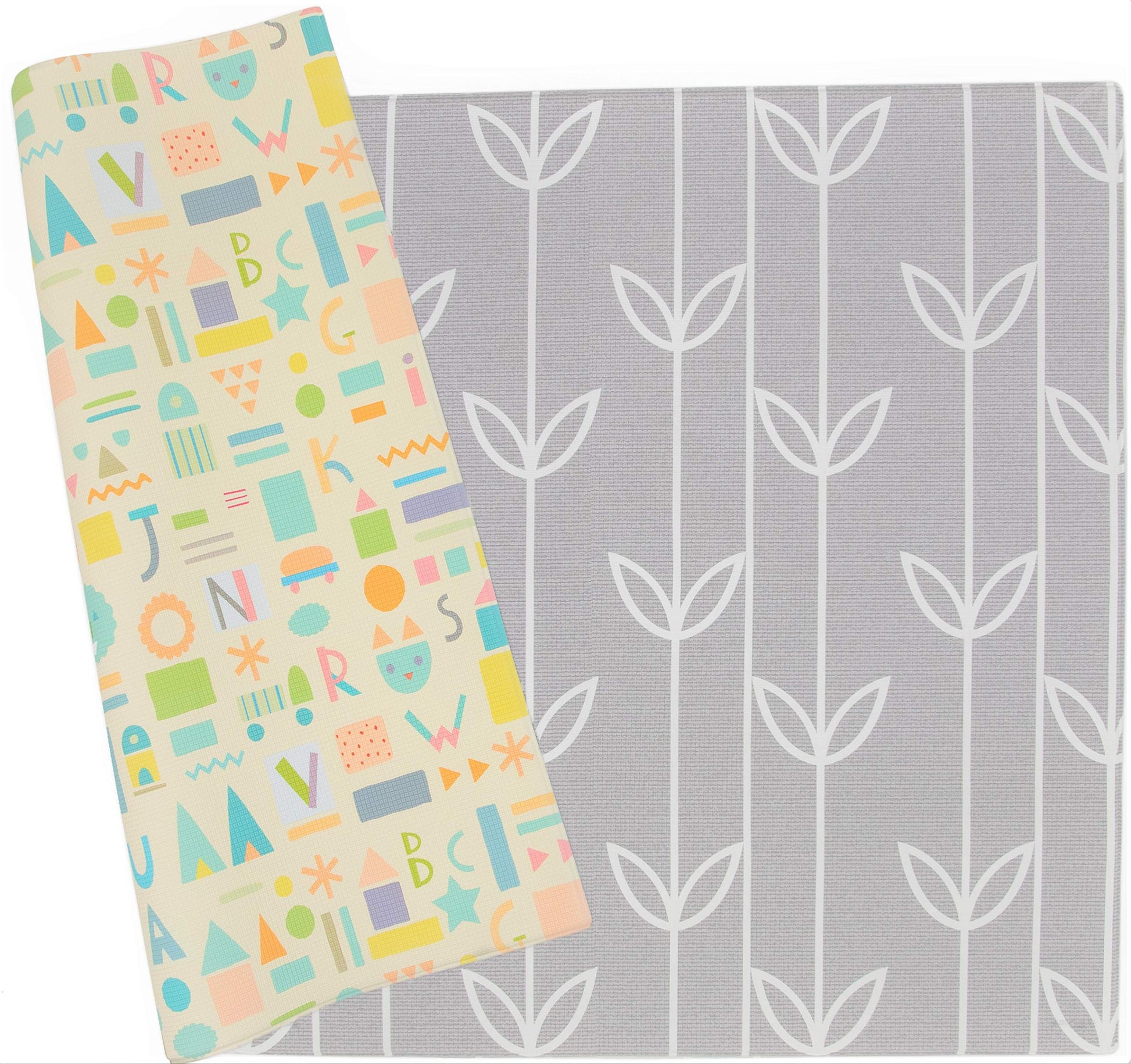 Baby Care Play Mat (Large, Sea Petals - Grey) 82 x 55 Original One-Piece Reversible Rollable Waterproof Play Mat for Infants