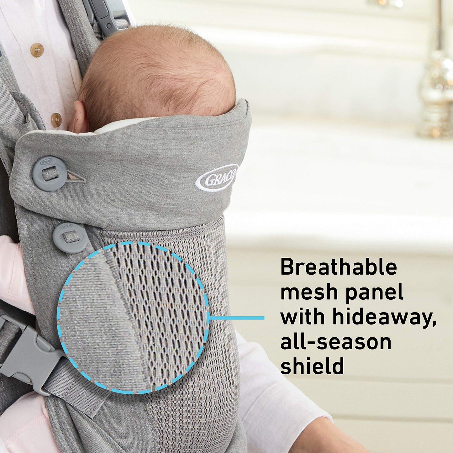 Graco Cradle Me 4 in 1 Baby Carrier | Includes Newborn Mode with No Insert Needed, Mineral Gray