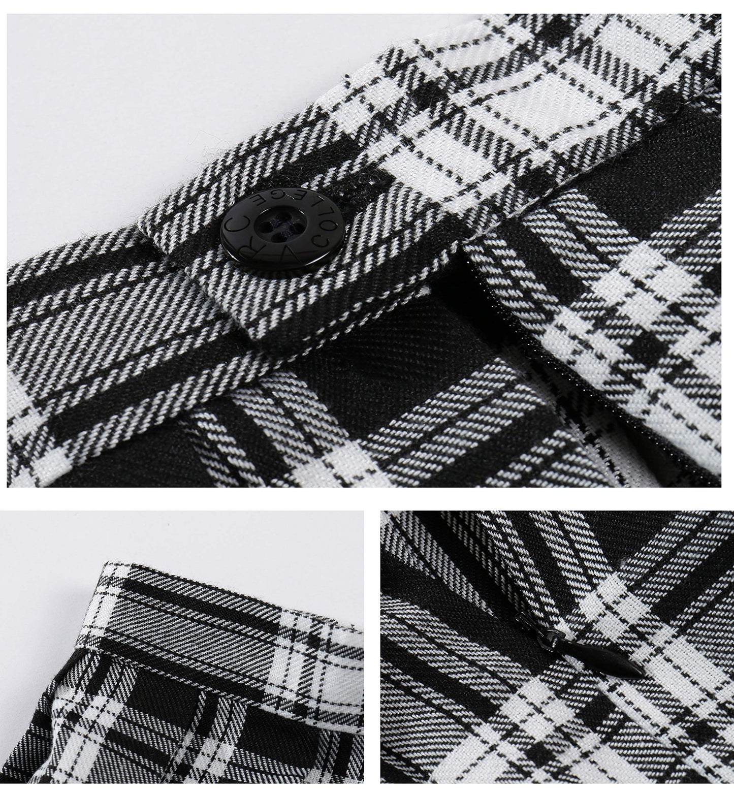 Beautifulfashionlife Girls Back To School Uniform Pleated Cosplay Costumes Skirts (L,Black White)