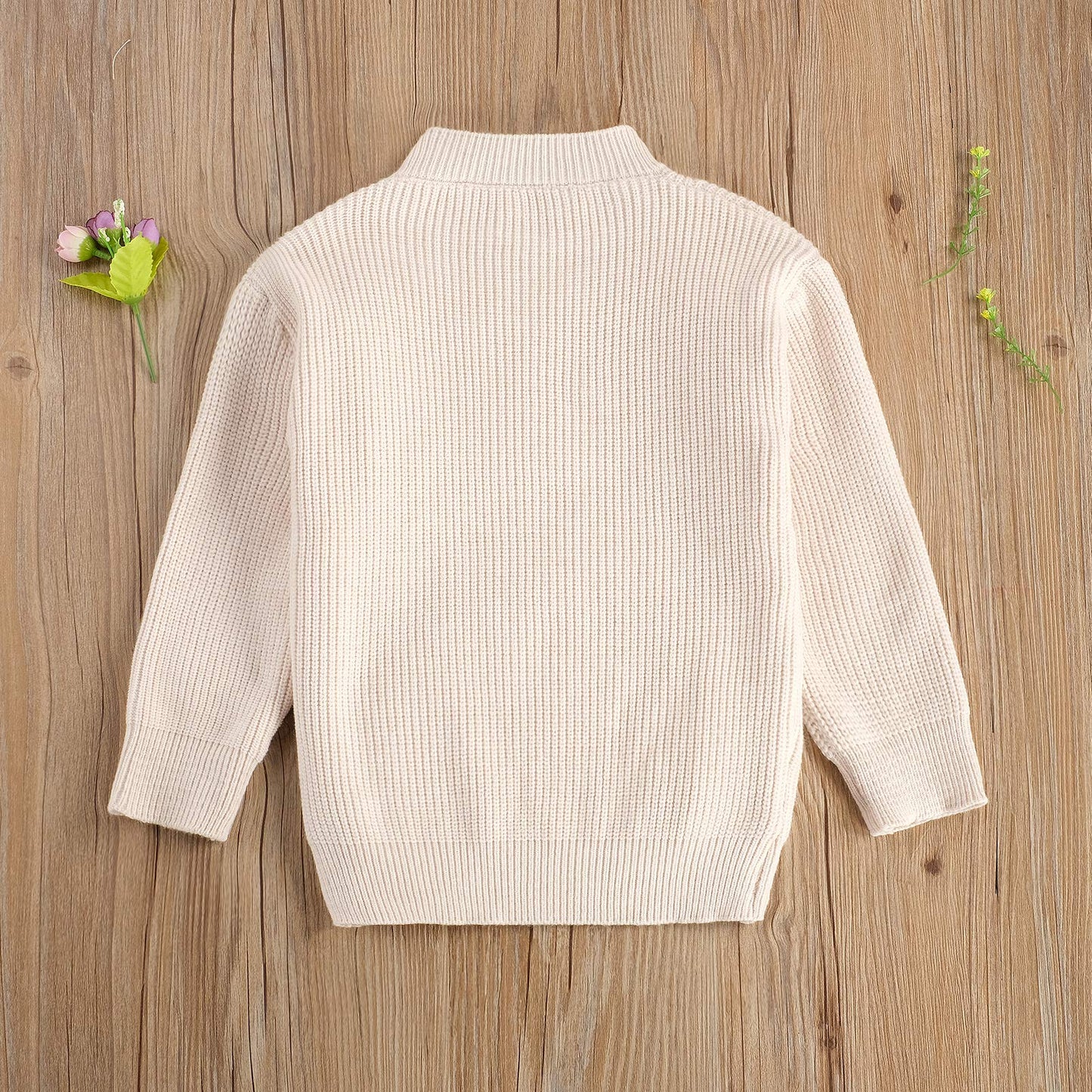 Toddler Baby Boy Girl Fall Winter Knit Sweater Long Sleeve Solid Color Pullover Top Warm Sweatsuit (A-Beige, 0-6 Months)