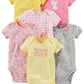 Simple Joys By Carter'S Baby Girls' Short-Sleeve Bodysuit, Pack Of 6, Pink/Yellow, Preemie