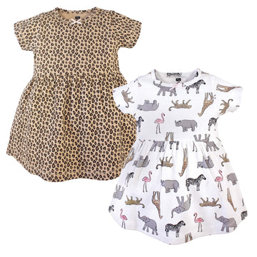 Hudson Baby Infant And Toddler Girl Cotton Dresses Modern Pink Safari, 6-9 Months