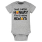Onesies Brand Baby Boys' 8-Pack Short Sleeve Mix & Match Bodysuits, Grey Hungry, 0-3 Months