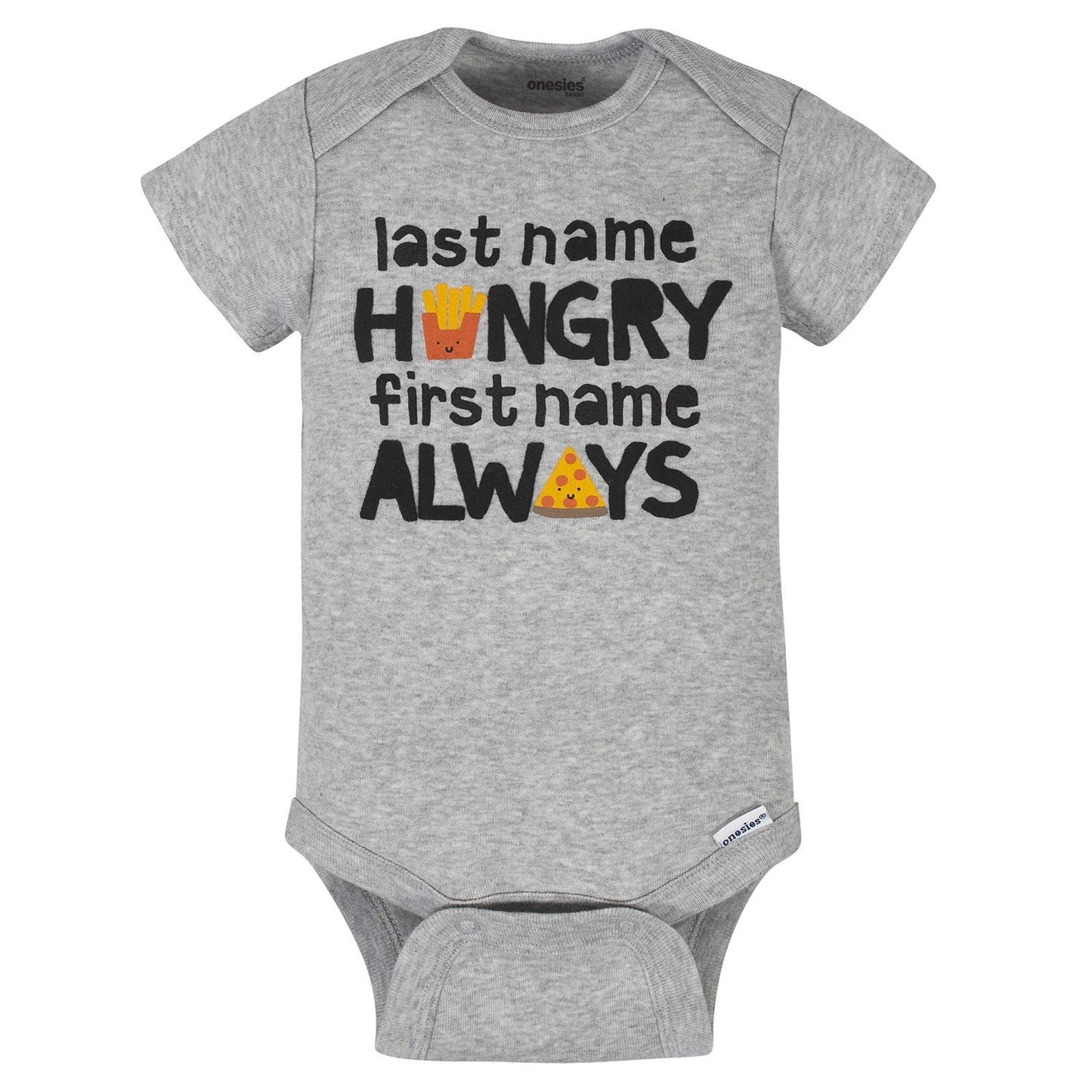 Onesies Brand Baby Boys' 8-Pack Short Sleeve Mix & Match Bodysuits, Grey Hungry, 0-3 Months