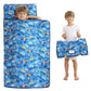 Viviland Toddler Kid Nap Mat for Preschool, Boys Blue Car Slumber Bag, Daycare Sleeping Bag with Pillow and Blanket, Kindergarte
