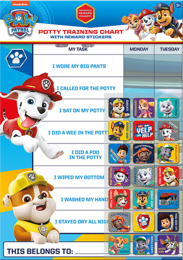 Paper Projects 017030025 Paw Patrol Potty And Toilet Training Reward Chart And Stickers, For Ages 3+, 297Cm X 42Cm