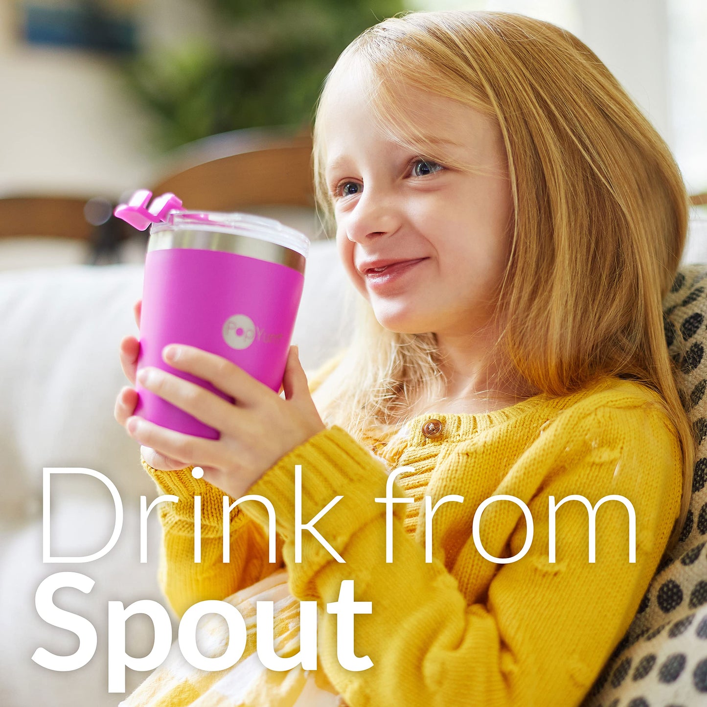 Popyum 9Oz Insulated Stainless Steel Kids Cups With Lid And Straw, 2-Pack, Green, Pink, Stackable, Sippy, Baby, Child, Toddler,