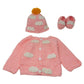 Newborn Cozy Warm Baby Sweater Set -Hand Made Baby Crochet Outfit -Pink/Blue Knit Cardigan With Booties & Hat Gift Set (6-12 Mon