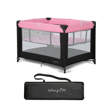 Dream On Me Zazzy Portable Playard with Bassinet in Pink, Packable and Easy Setup Baby Playard, Lightweight and Portable Playard