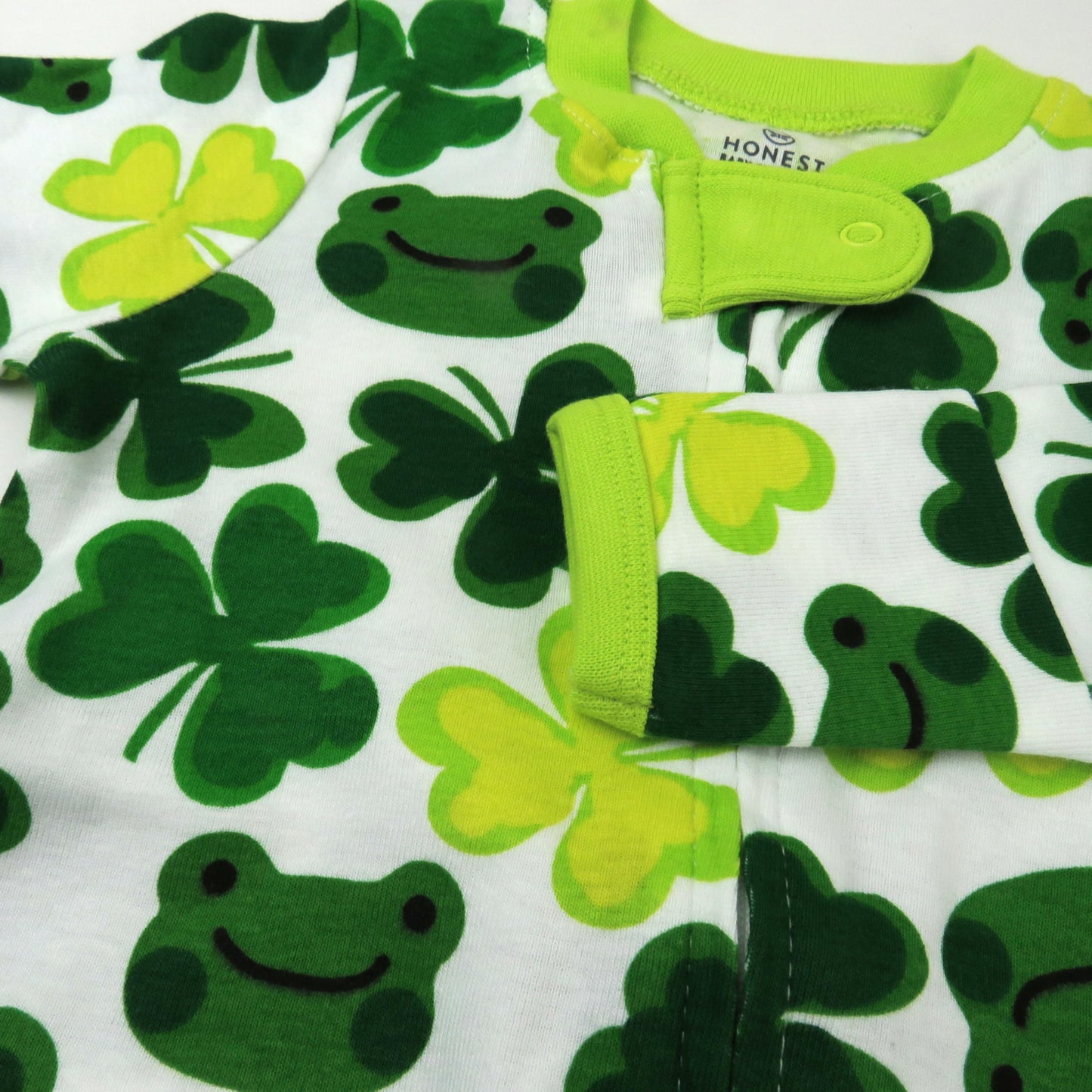 Honestbaby Baby Celebration Sleep & Play Footed One-Piece Pajama Sleeper 100% Organic Cotton, Froggy Fortune
