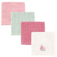 Luvable Friends SuperSoft 4 Piece Washcloths, Girl Whale, One Size