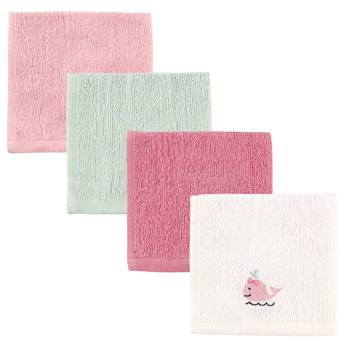 Luvable Friends SuperSoft 4 Piece Washcloths, Girl Whale, One Size