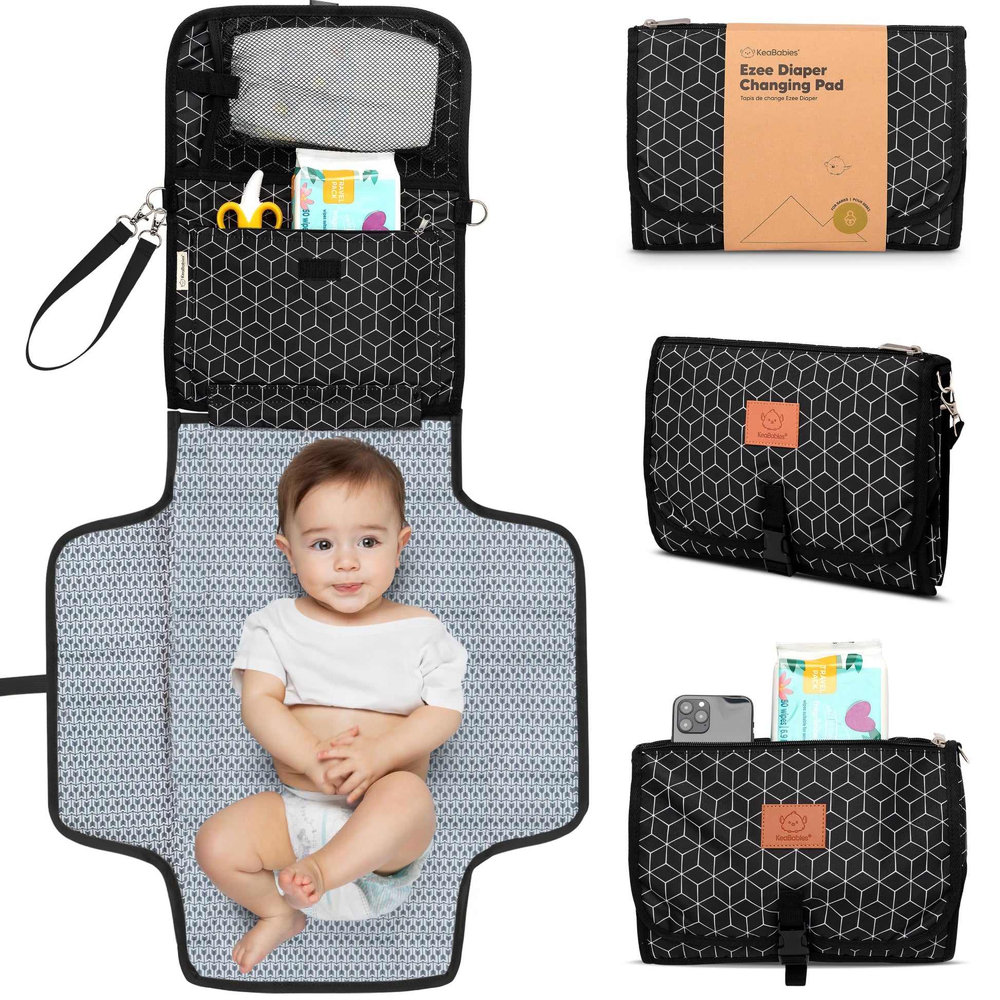 Portable Diaper Changing Pad - Waterproof Travel Changing Mat For Baby, Foldable Baby Diaper Clutch, Detachable Baby Travel Diap