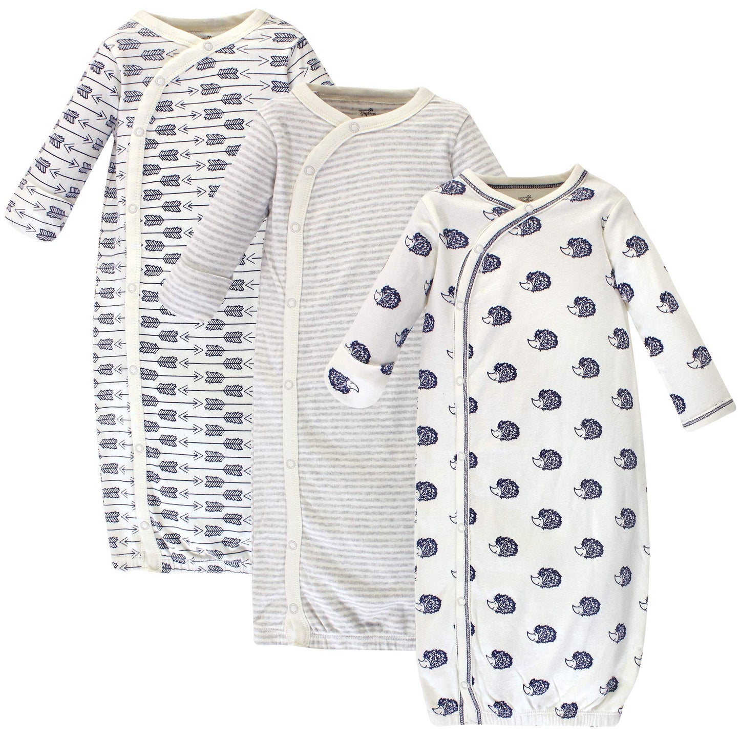 Touched By Nature Unisex Baby Organic Cotton Kimono Nightgown, Hedgehog, Preemie Us