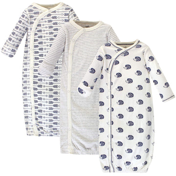 Touched By Nature Unisex Baby Organic Cotton Kimono Nightgown, Hedgehog, Preemie Us