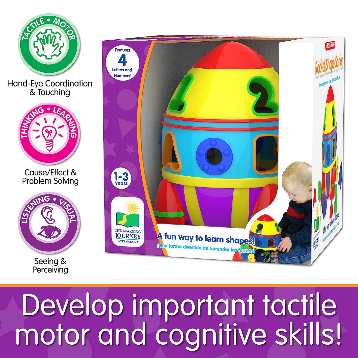 The Learning Journey Early Learning - Rocket Shape Sorter - Toddler Toys & Gifts for Boys & Girls Ages 12 Months and Up - Award
